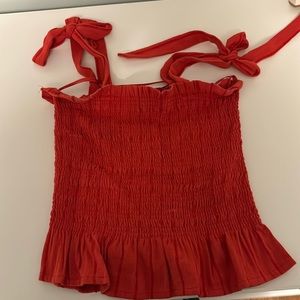 Red tight tie crop top